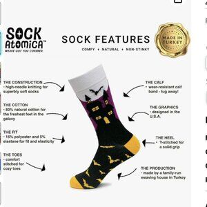 Sock Atomica- “Haunted House and Bats” Novelty Socks